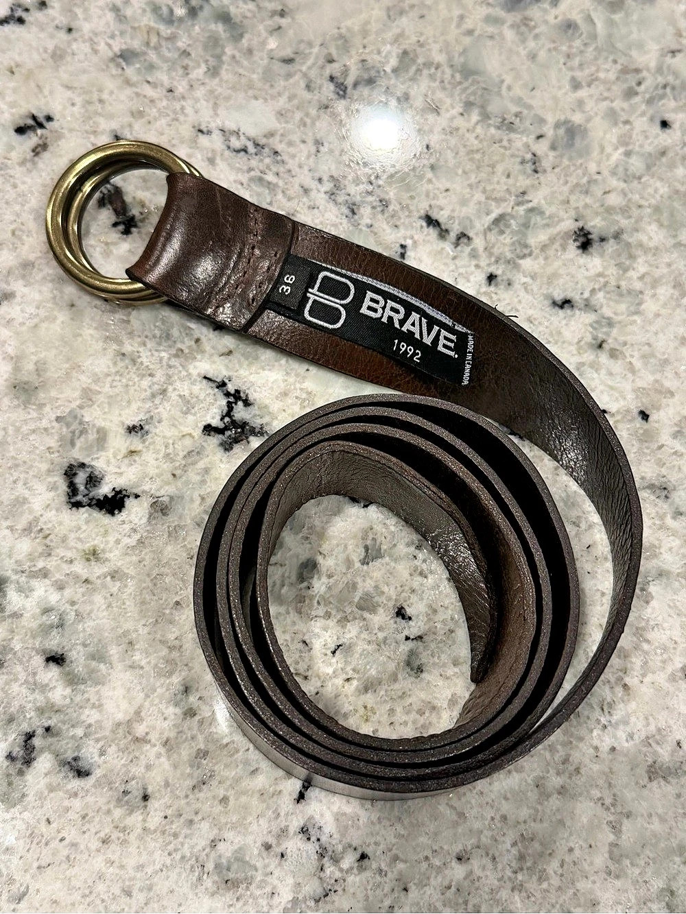 Preloved  *  Brave 1992 Double Ring Leather Belt  |  Brown